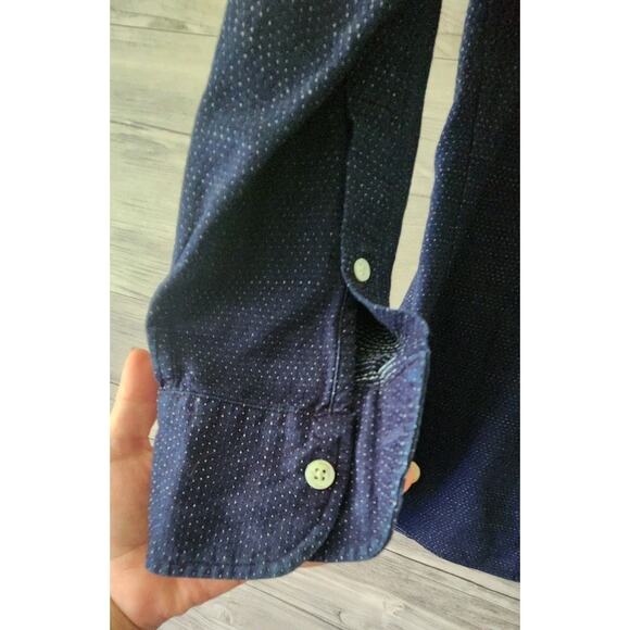 #1 MENSWEAR Drakes Made in England Washed Faded Indigo Wool Ctn Shirt 15.5 - Picture 4 of 5
